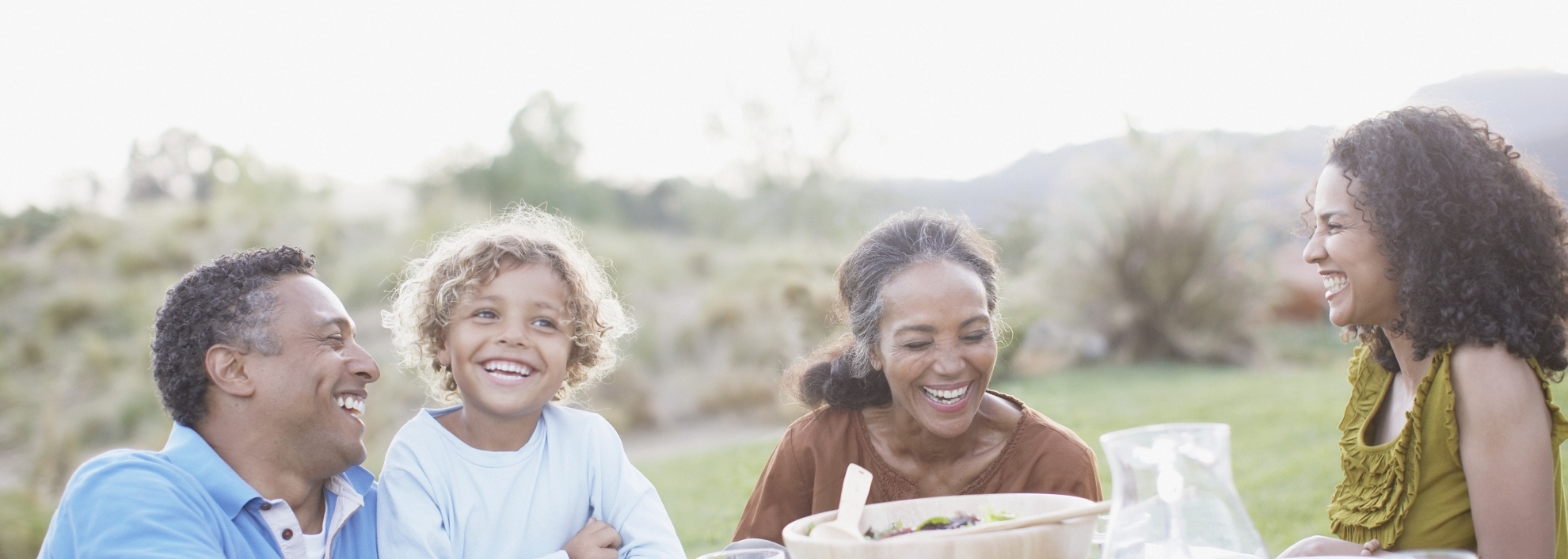 Family eating outside